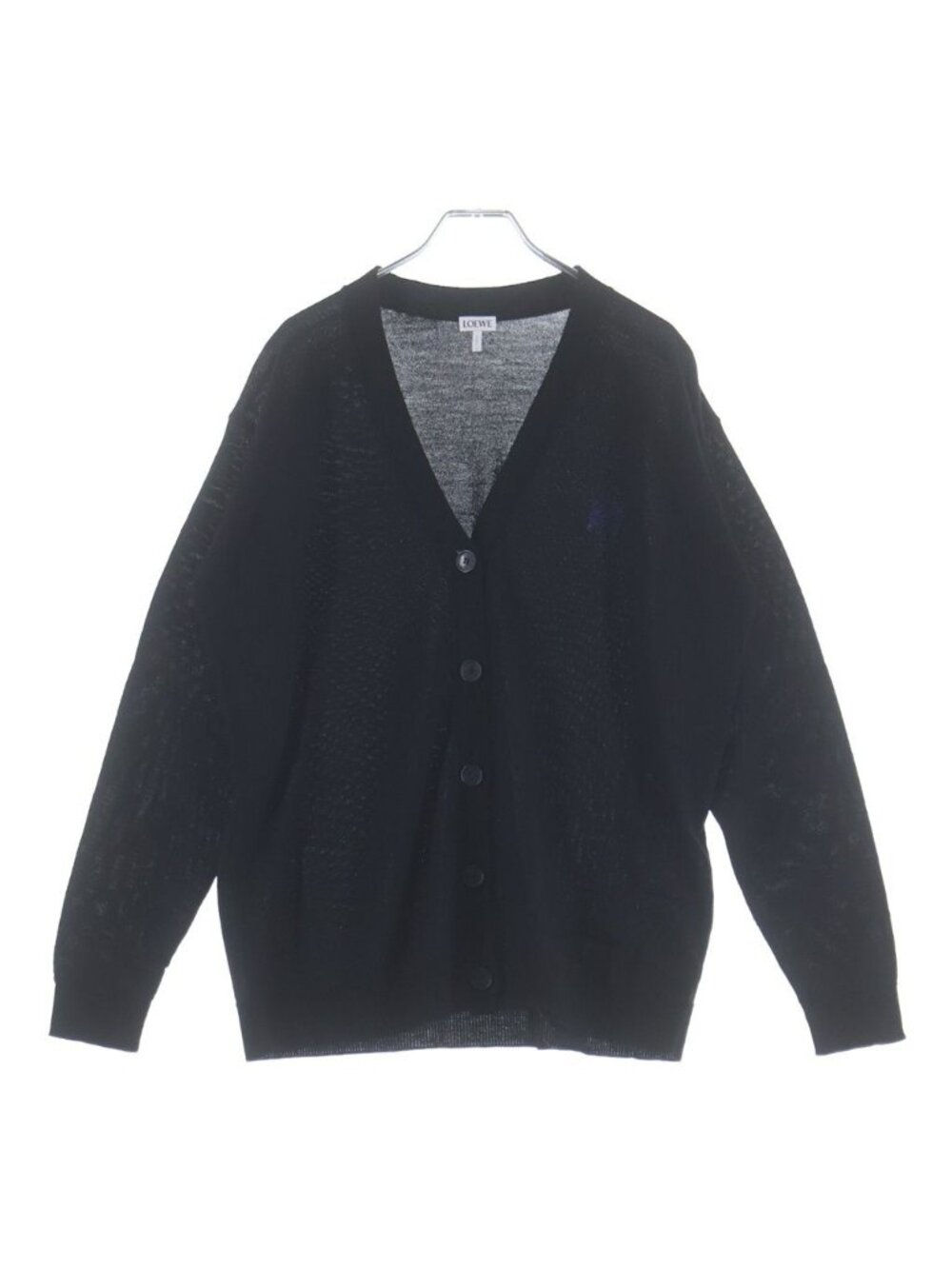 Loewe Anagram Embroidery Knit Cardigan Black